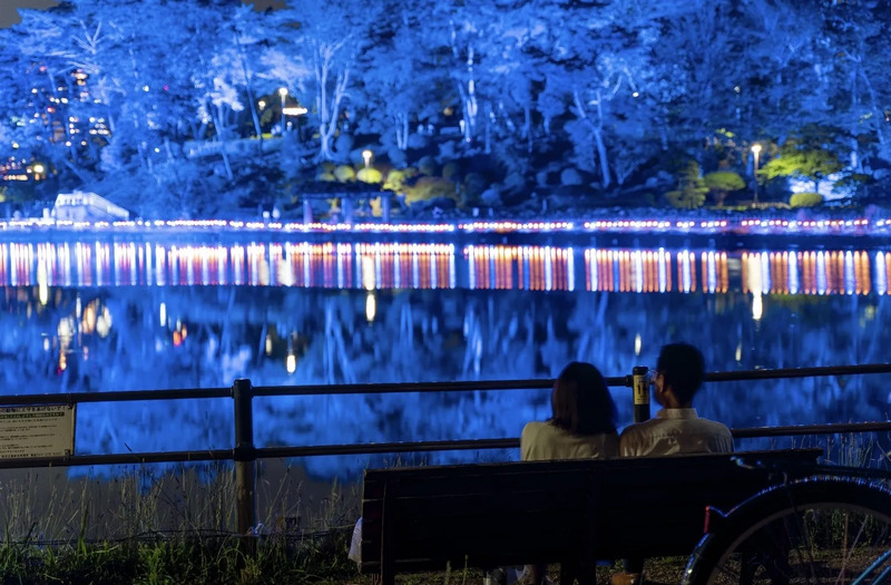 ライトアップされた千葉公園
