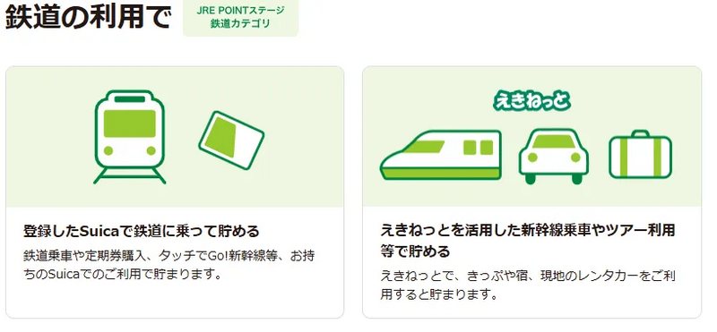 鉄道利用でポイントアップ