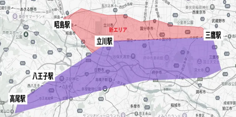 MS三鷹 降車可能エリア