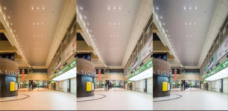 大宮駅中央改札前のサーカディアン照明