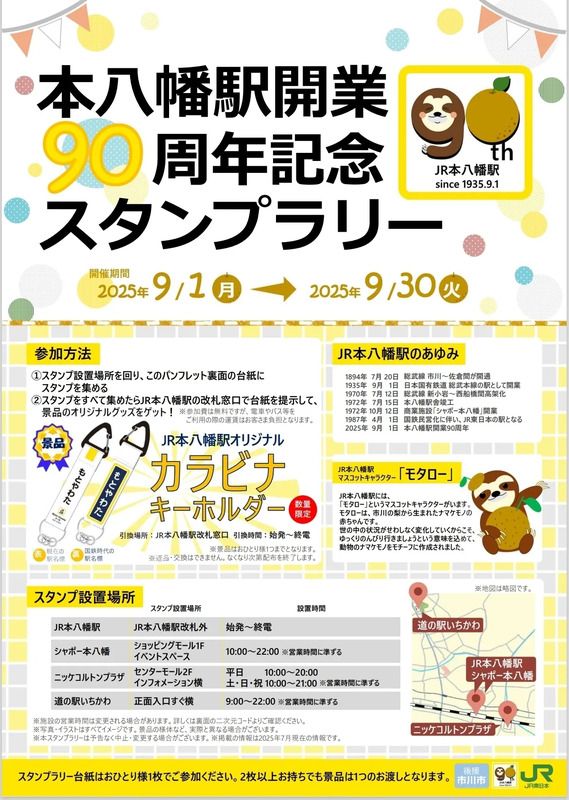 本八幡駅90周年記念スタンプラリー台紙