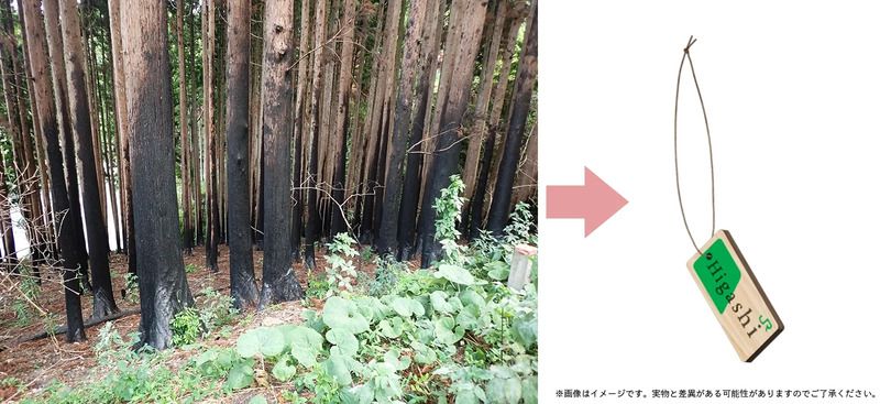 大船渡の森林火災被害木を有効活用した記念ノベルティ