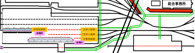 ▲秋田新幹線車両センター構内図