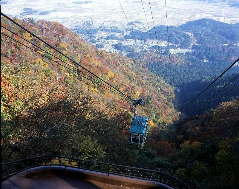 弥彦山ロープウェイと紅葉(画像提供:弥彦観光協会観光写真)
