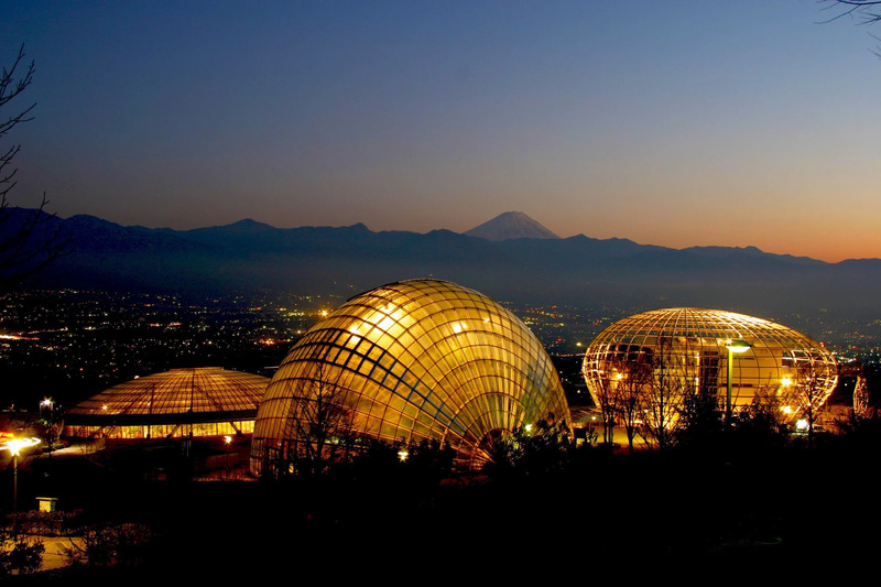 笛吹川フルーツ公園の夕景