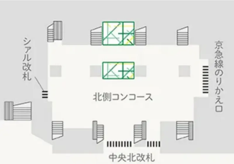 ▲JR横浜駅 中央北改札内 東海道線5・6番線と7・8番線の階段の間です。