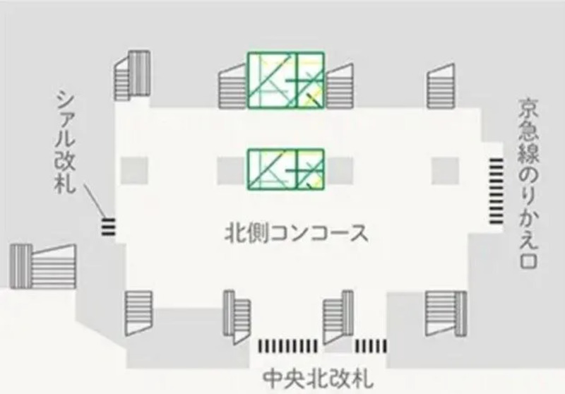 JR横浜駅 中央北改札内 東海道線5・6番線と7・8番線の階段の間です。