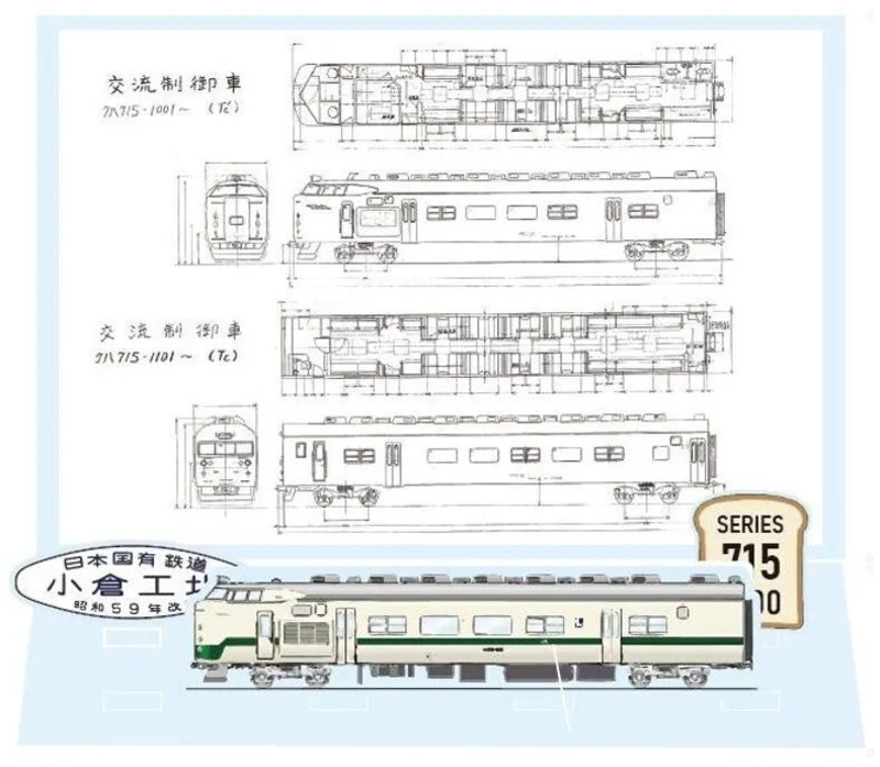 715系改造変遷・車両図面アクリルスタンド