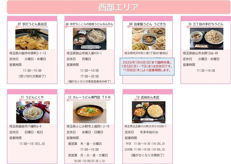 埼玉うっどーん！スタンプラリー西部