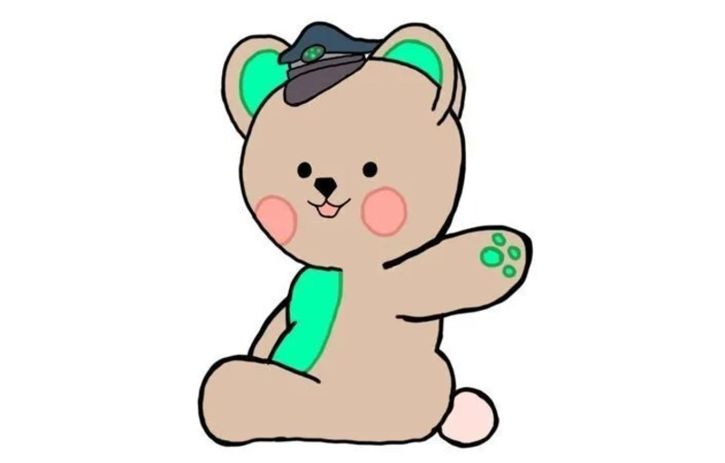 横向きで手を挙げるしんじゅくま