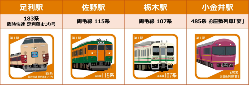第1期スタンプ車両一覧
