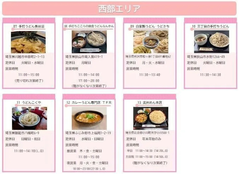 埼玉うっどーん！スタンプラリー西部