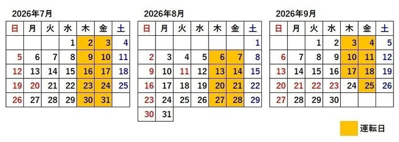 特急イブニングウェイの運転日