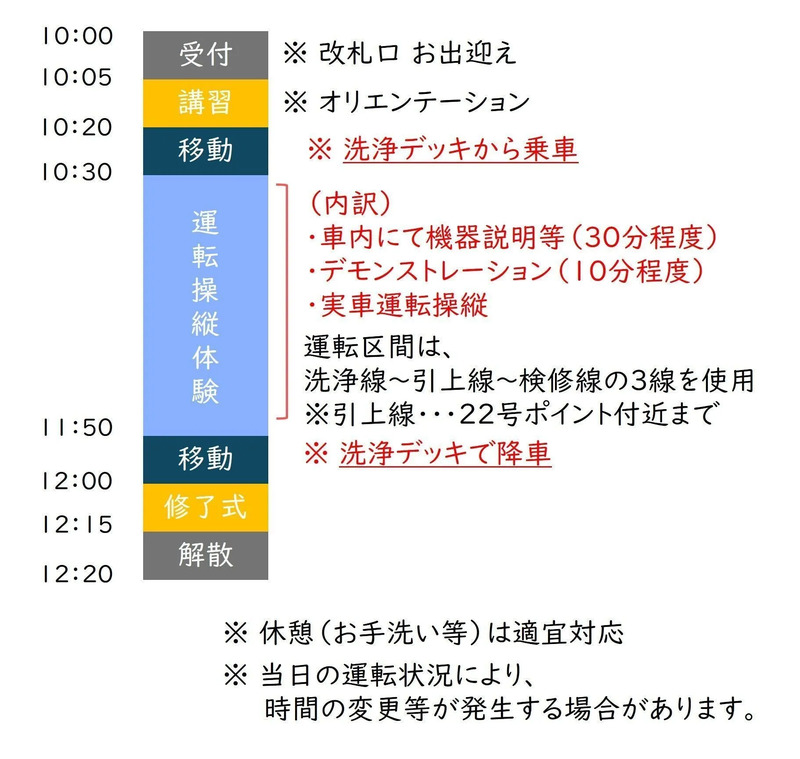 運転体験タイムスケジュール