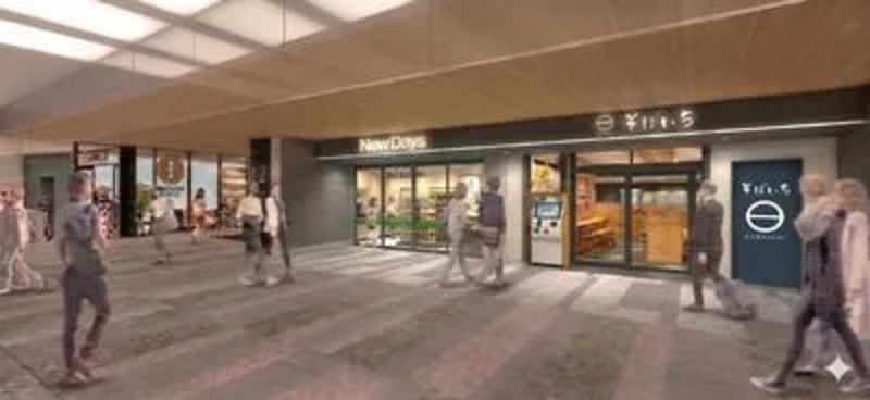 JR渋谷駅新南改札内外に誕生する新エリアの完成イメージパース