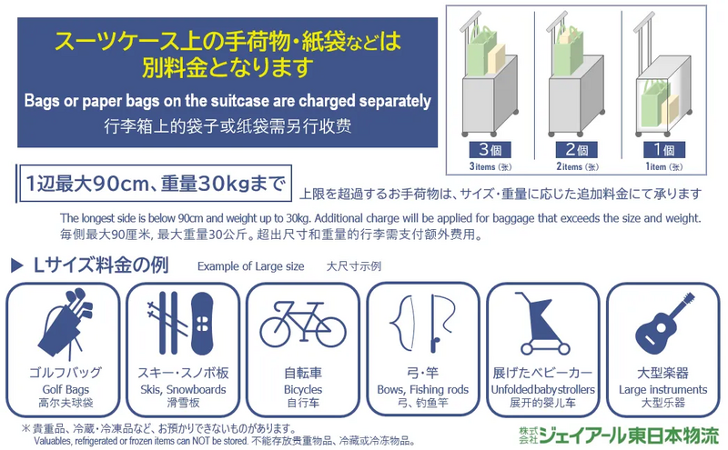 お荷物お預けに関するご注意事項