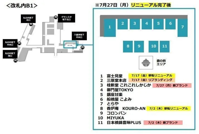 銀の鈴エリア リニューアルエリアMAP