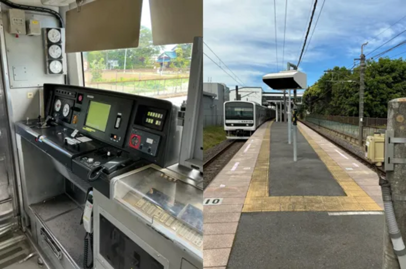 運転台と発車ベル