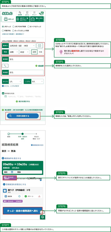 特急「踊り子」のえきねっと予約方法