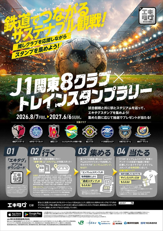 J1関東8クラブ×トレインスタンプラリー イメージ