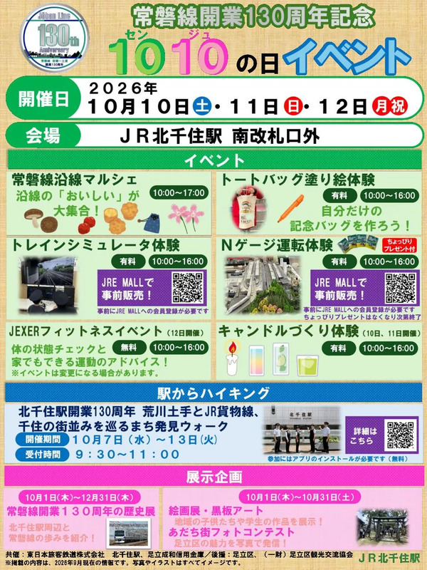 JR常磐線の電車が走るおでかけイベントについてのチラシ