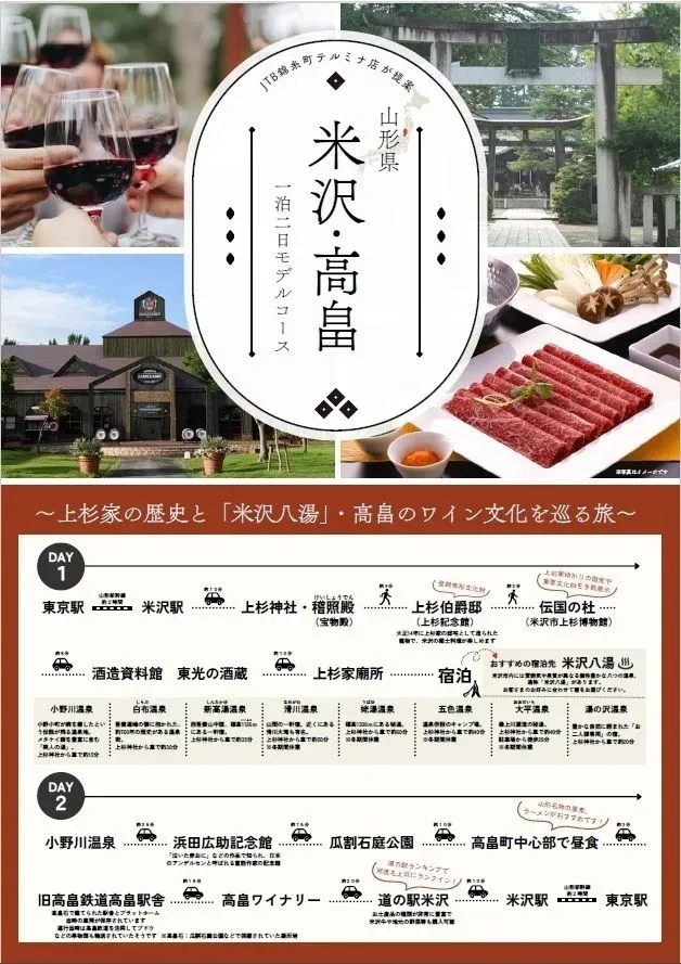 （参考）JTB錦糸町テルミナ店おすすめ！ 山形県 米沢・高畠1泊2日モデルコース