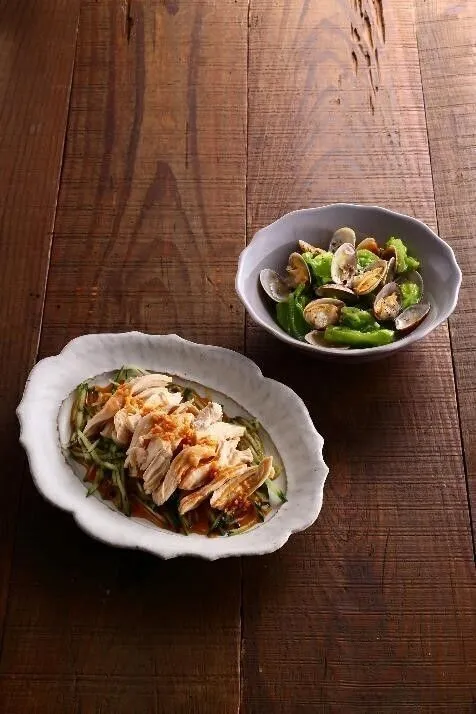 あさりの口が開くまで蒸し煮にし、Bで調味する。