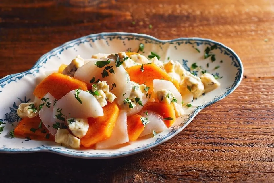 ボウルに①を入れてAで和え、イタリアンパセリを刻んで散らす。