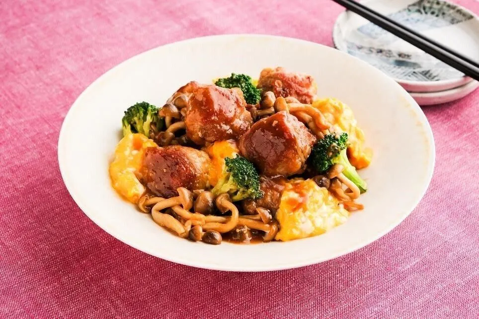 混ぜ合わせたBを加え、全体にからめる。